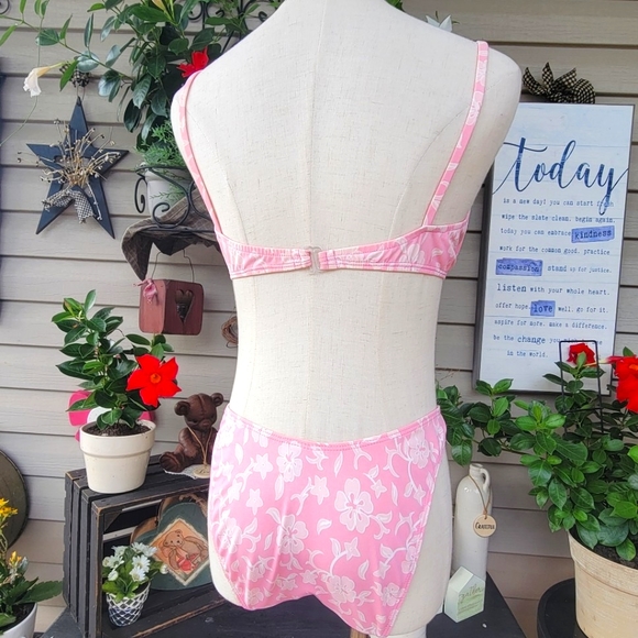 SEASTAR ♡ Beautiful Vintage 2pc Pink 'n White Floral Underwire Bikini Swimsuit 8 - Picture 5 of 17
